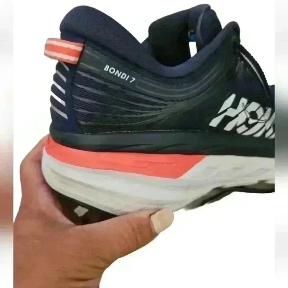 Hoka One One Bondi 7 Womens Running Shoes in Black Iris/Ballad Blue 9 - Picture 12 of 13
